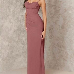 Azazie Dusty Rose Spaghetti Strap Maxi Dress